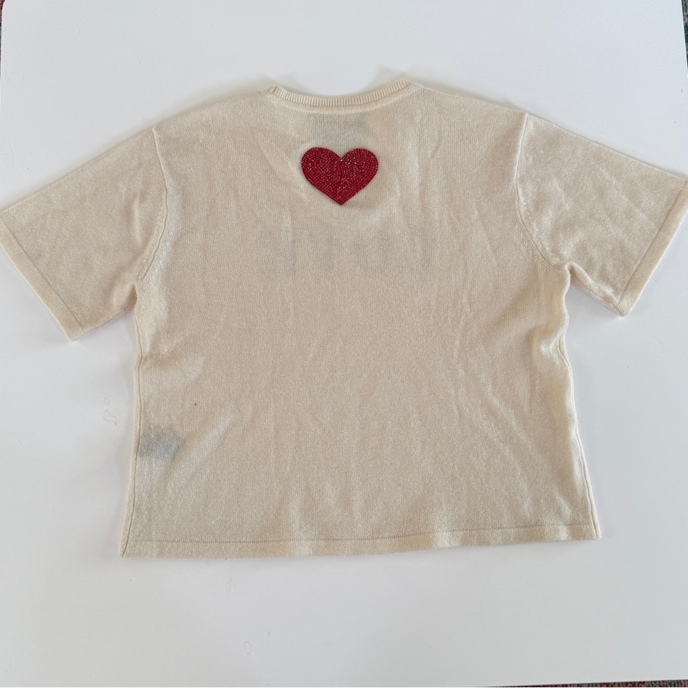 Le Superbe “LOVE” Wool & Cashmere Short-Sleeve Sweater – Size Medium - Picture 6 of 7